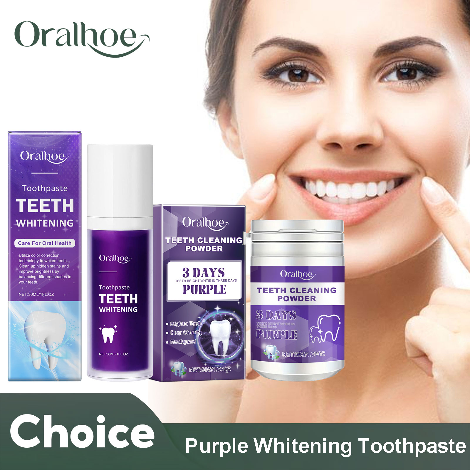 Teeth Paint Whitening - Correttore viola Dentifricio sbiancante Pulizia profonda