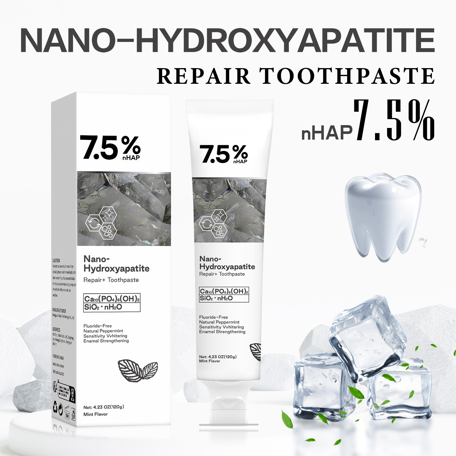 Teeth Whitening With Hydrogen Peroxide - Dentifricio all'idrossiapatite nano per rimuovere le