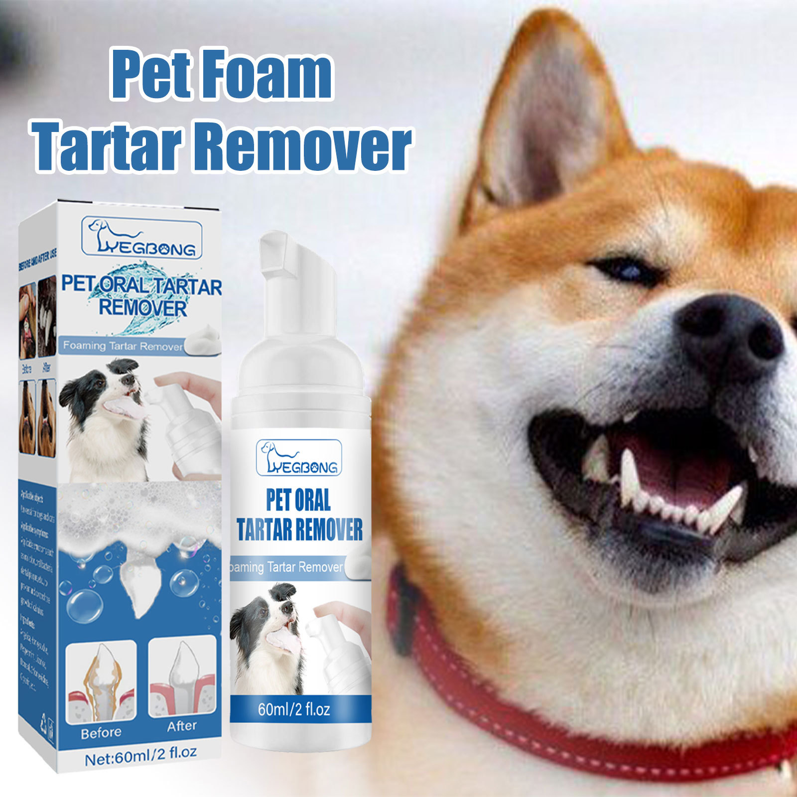 Teeth Whitening Foam Toothpaste - Rimozione tartaro per animali domestici Cani