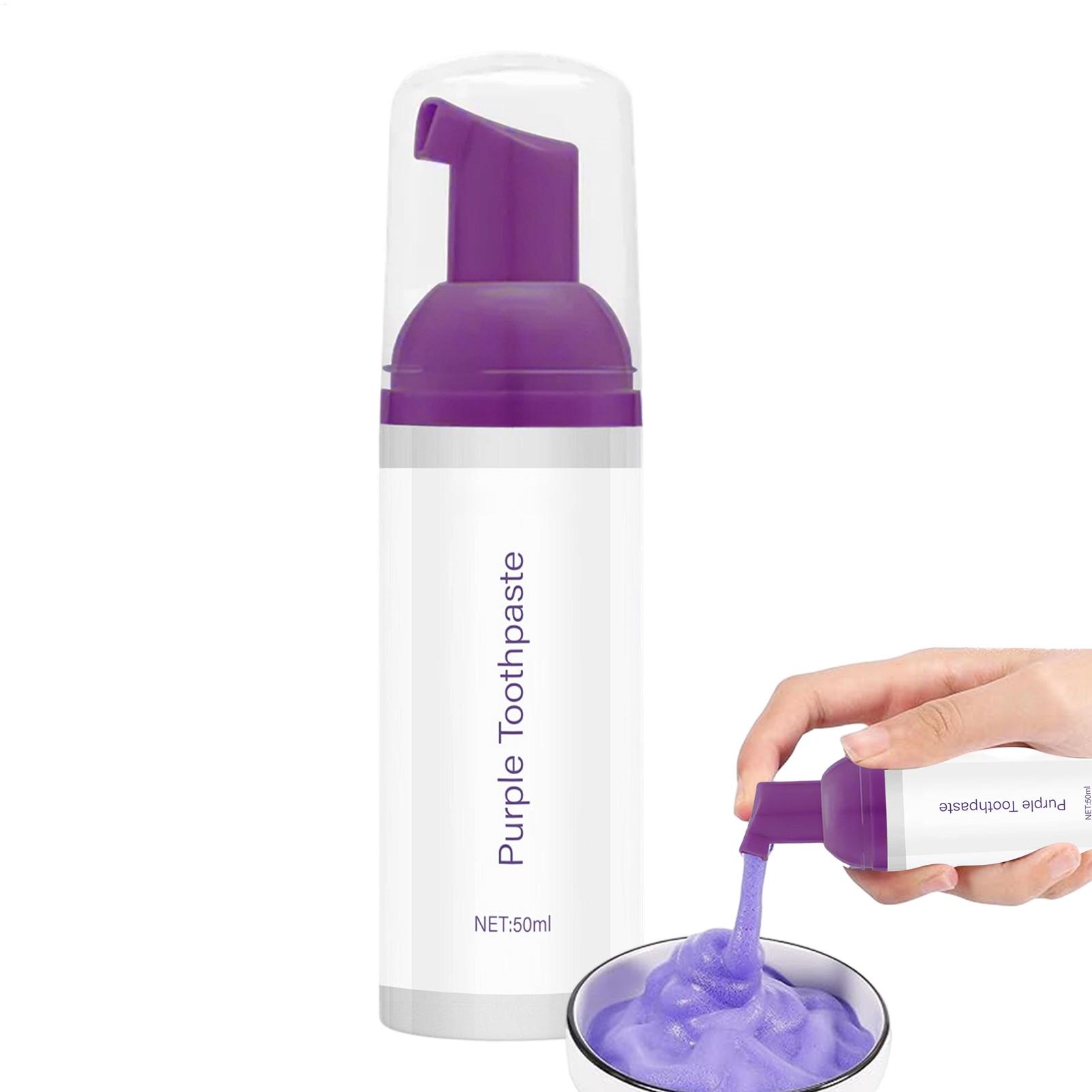 Teeth Whitening Foam Toothpaste - Dentifricio sbiancante viola da 50 ml,