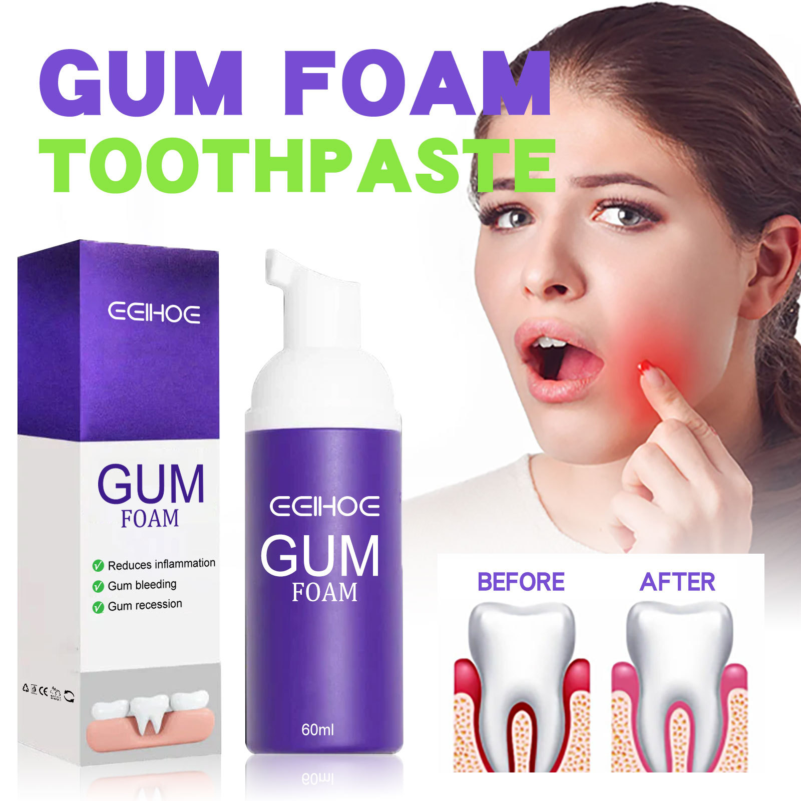Teeth Whitening Crest - 60ml Mousse Sbiancante Per Denti V34