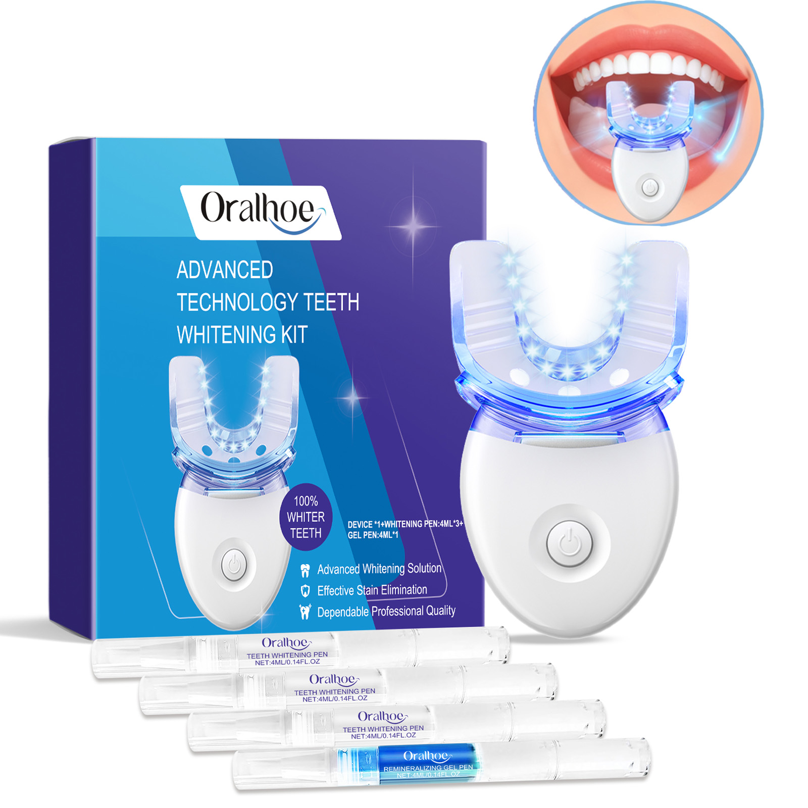 Teeth Whitening With Hydrogen Peroxide - Kit luce LED professionale per sbiancamento
