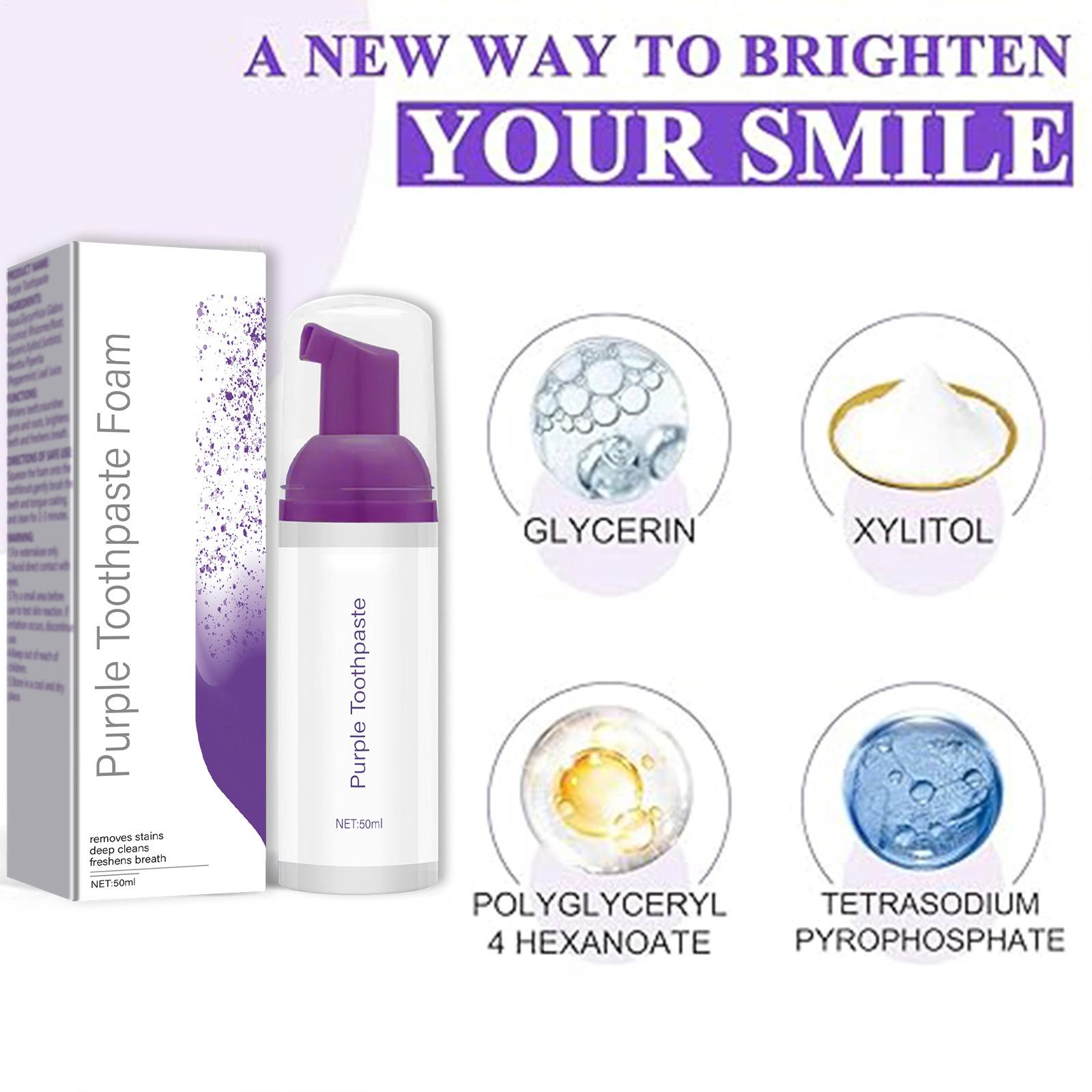 Dentifricio sbiancante viola d - Teeth Whitening Foam Toothpaste recensione e prezzo