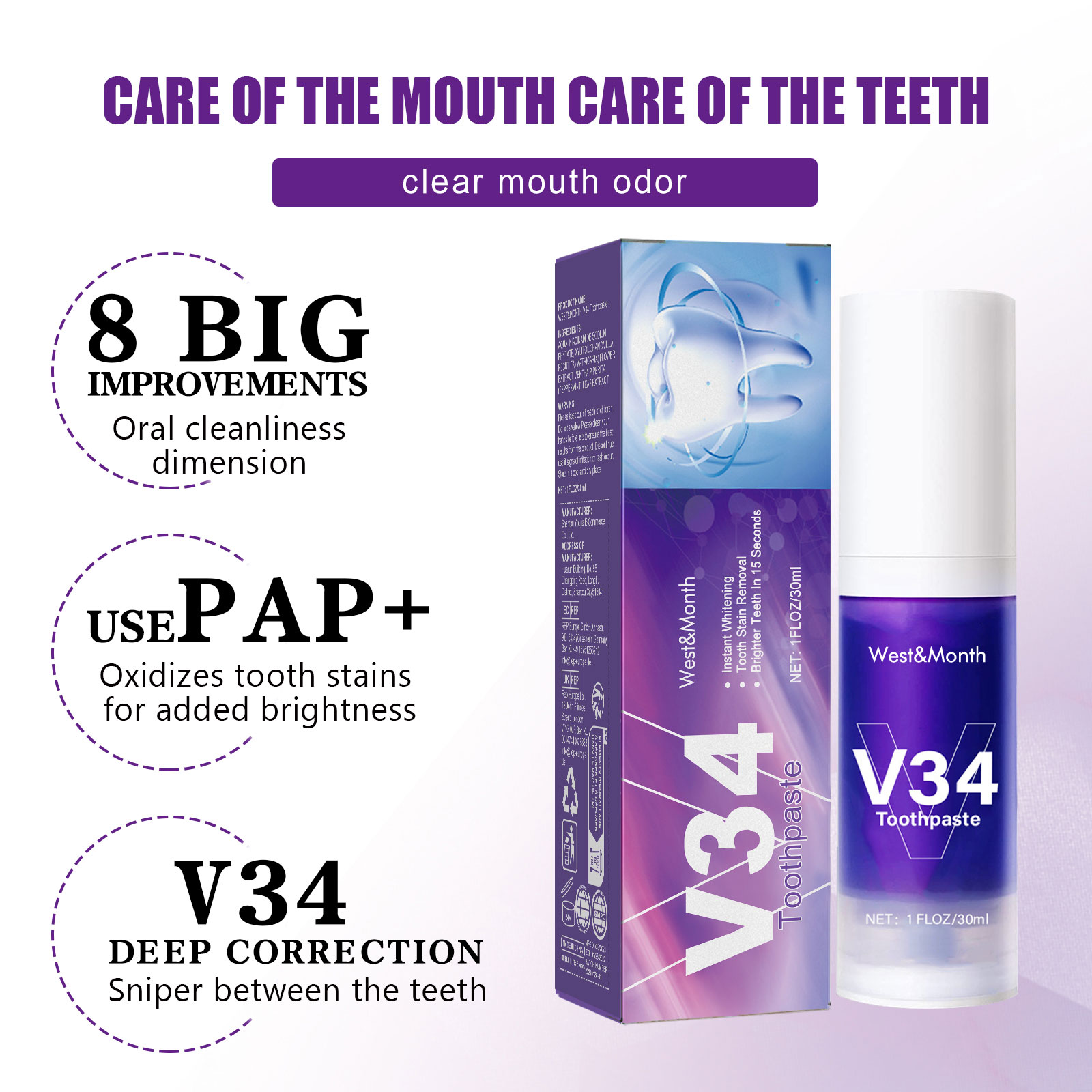 V34 Dentifricio Sbiancante 30m - Teeth Whitening Crest recensione e prezzo